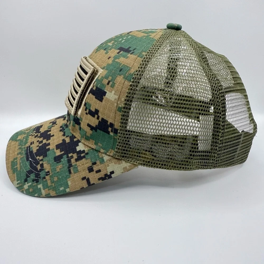 US Flag Camo Baseball Cap with Detachable Flag - Unisex Outdoor Hat - Picture 3 of 6